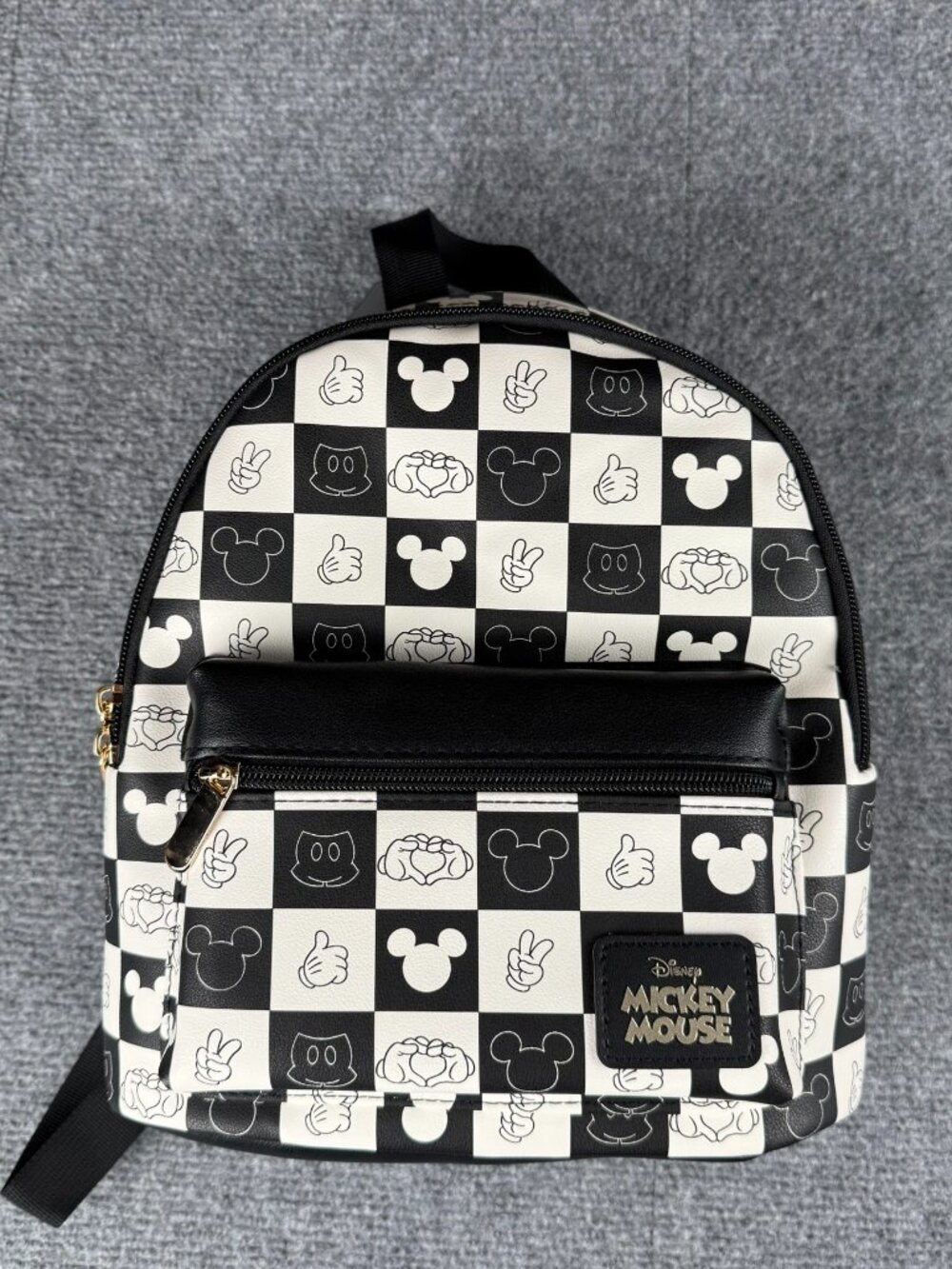 Disney Mickey Mouse Mini Backpack NWT Bioworld Black White Checkerboard m-tnove